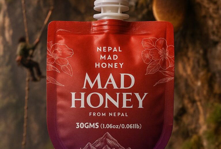 Nepal Mad Honey stands out in the world of natural products for several reasons. Unlike ordinary honey, this rare variety is created by giant Himalayan honeybees, Apis laboriosa, who thrive at altitudes as high as 4,200 meters (13,779 feet). These bees collect nectar from the wild Rhododendron flowers, which contain a unique compound known as grayanotoxin. This toxin is what gives Nepal Mad Honey its famous psychoactive effects.